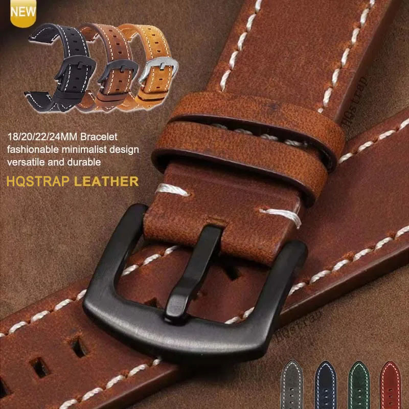 Leather Strap Quick Release - Retro Leather Watch Strap 18mm 20mm