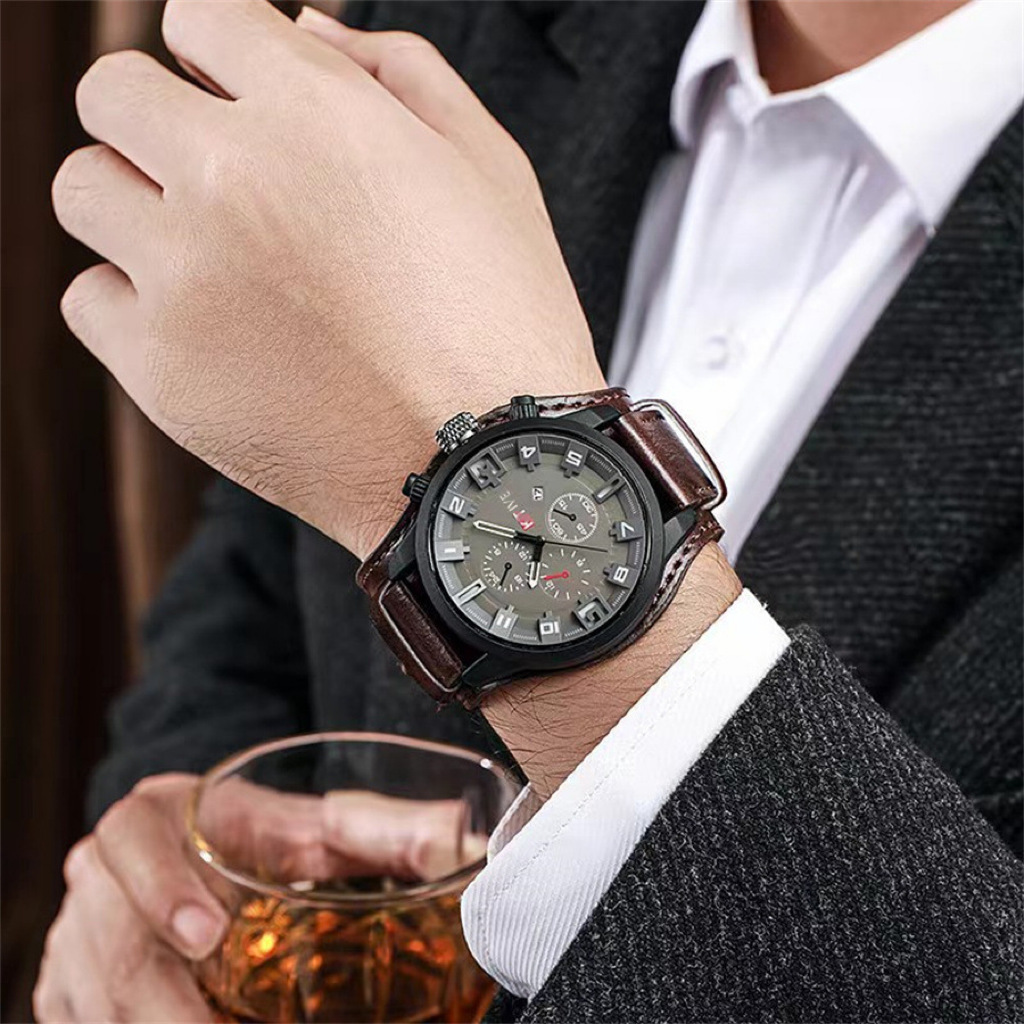 Retro Luxury Men Quartz Watch  - Leather Watch Band Men reseña y precio
