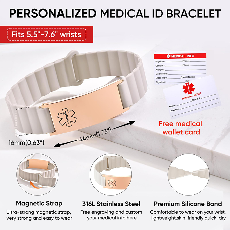 Custom Medical ID Bracelet for - Silicone Band Women reseña y precio
