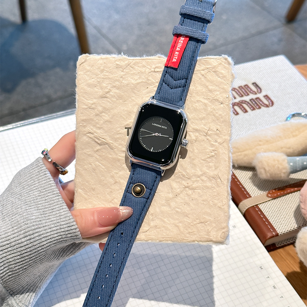 New Stylish Square Watch With  - Canvas Strap Watch reseña y precio