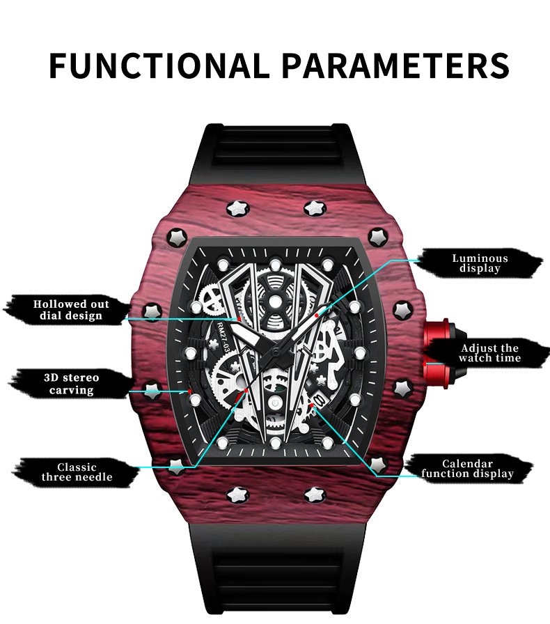 BINBOND B8577 Fashion Men's Qu - Rubber Strap Diver reseña y precio