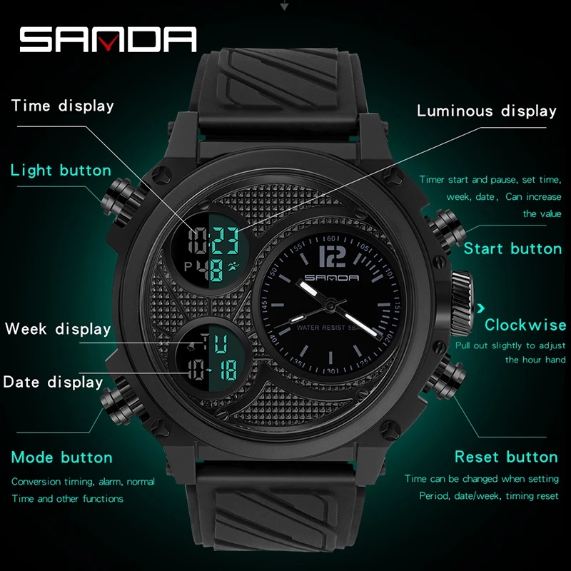 SANDA 3002 Brand Men's Dual Ti - Tropic Strap Vintage reseña y precio