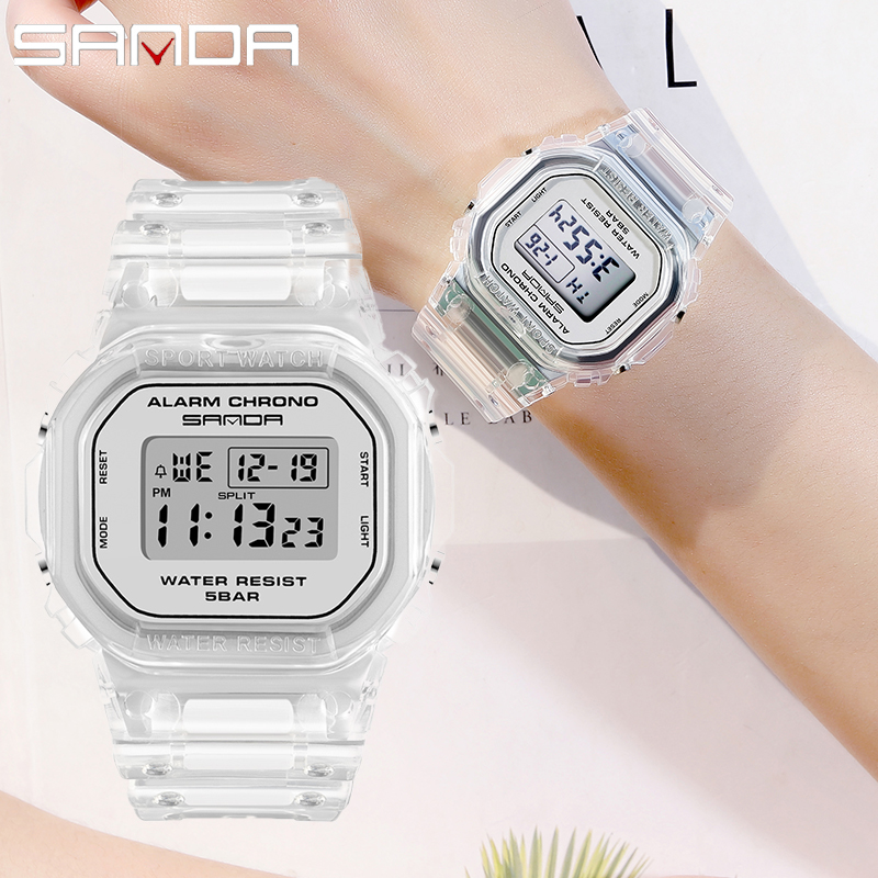 SANDA White Fashion Sport Watc - Rubber Strap Diver reseña y precio