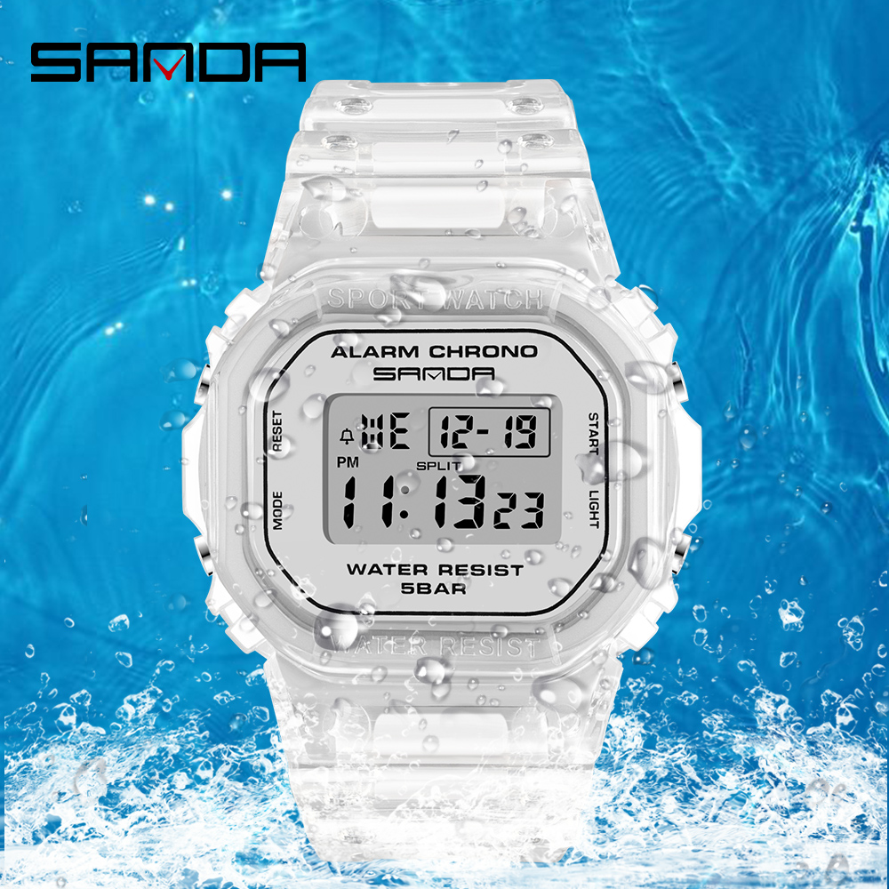 SANDA White Fashion Sport Watc - Rubber Strap Diver reseña y precio