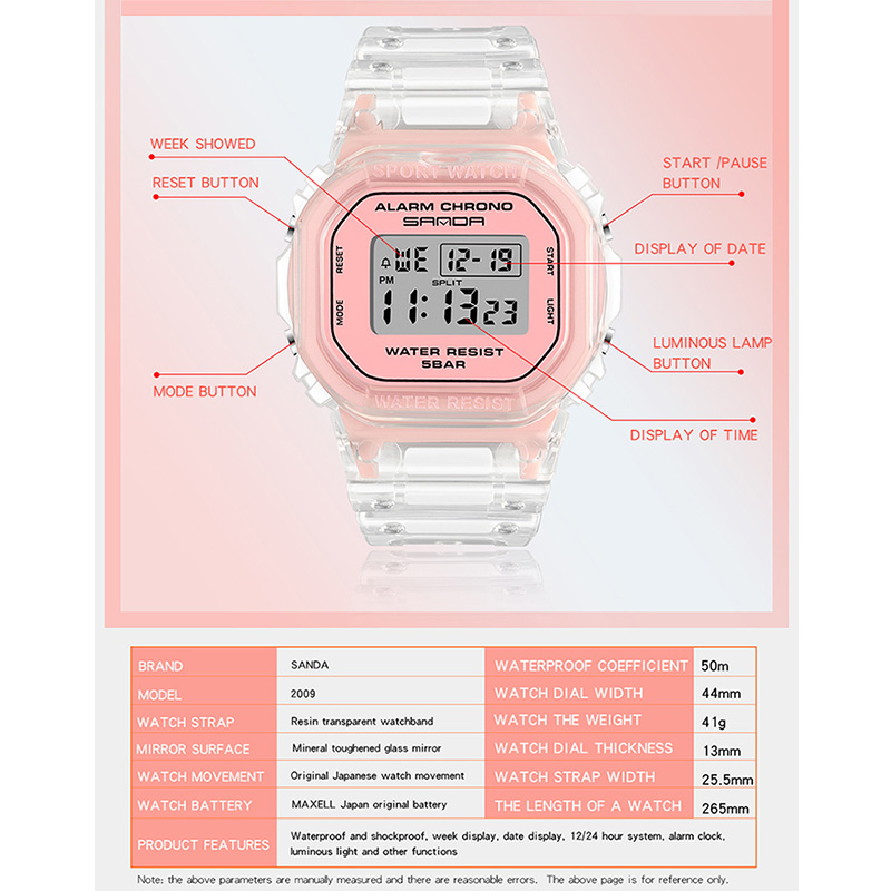 SANDA White Fashion Sport Watc - Rubber Strap Diver reseña y precio