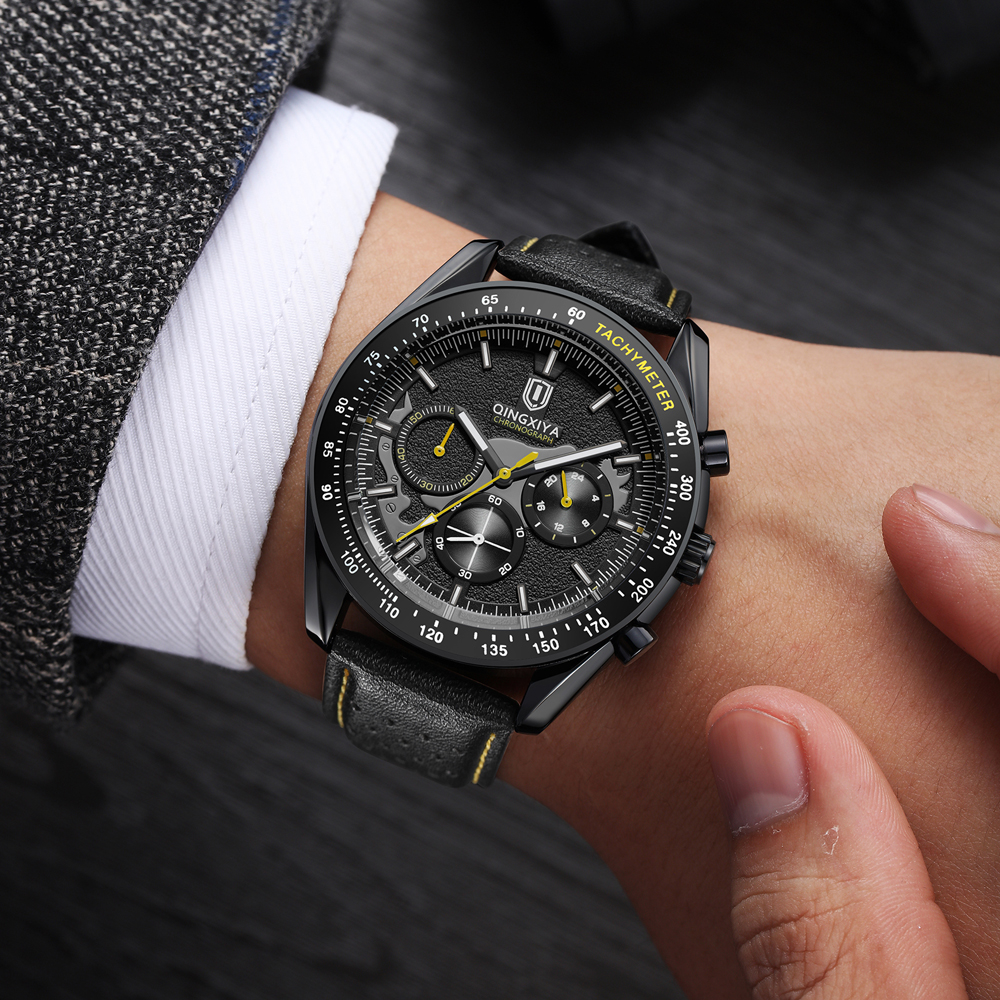 QINGXIYA Luxury Men's Watches  - Leather Watch Band Men reseña y precio