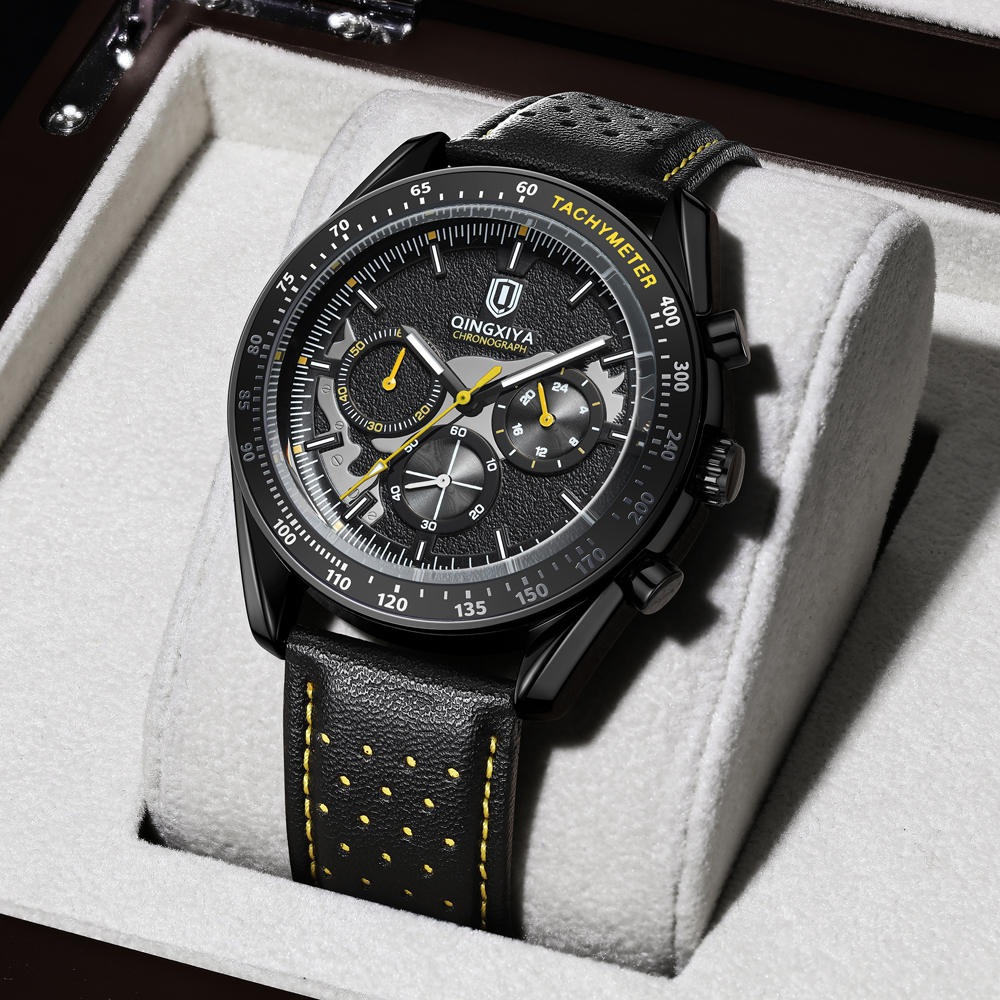QINGXIYA Luxury Men's Watches  - Leather Watch Band Men reseña y precio