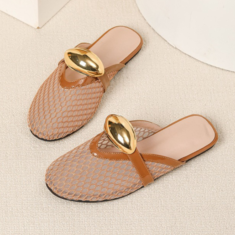 Summer Mesh Flat Slippers Wome - Mesh Strap Metal reseña y precio