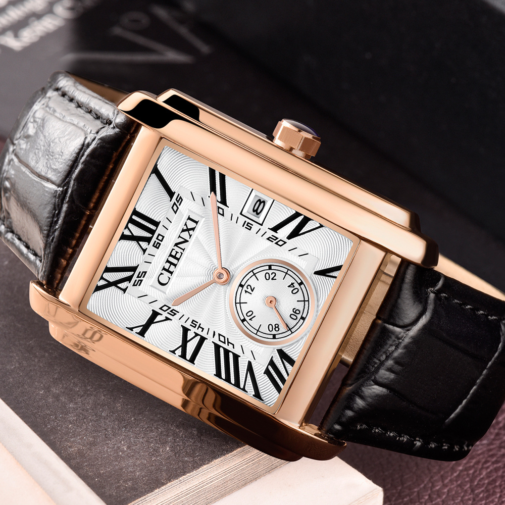 CHENXI 8216 Fashion Classic Sq - Leather Watch Band Men reseña y precio