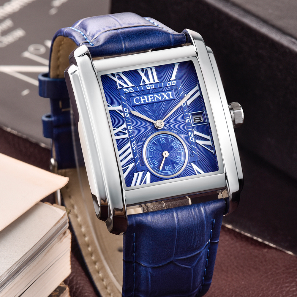 CHENXI 8216 Fashion Classic Sq - Leather Watch Band Men reseña y precio