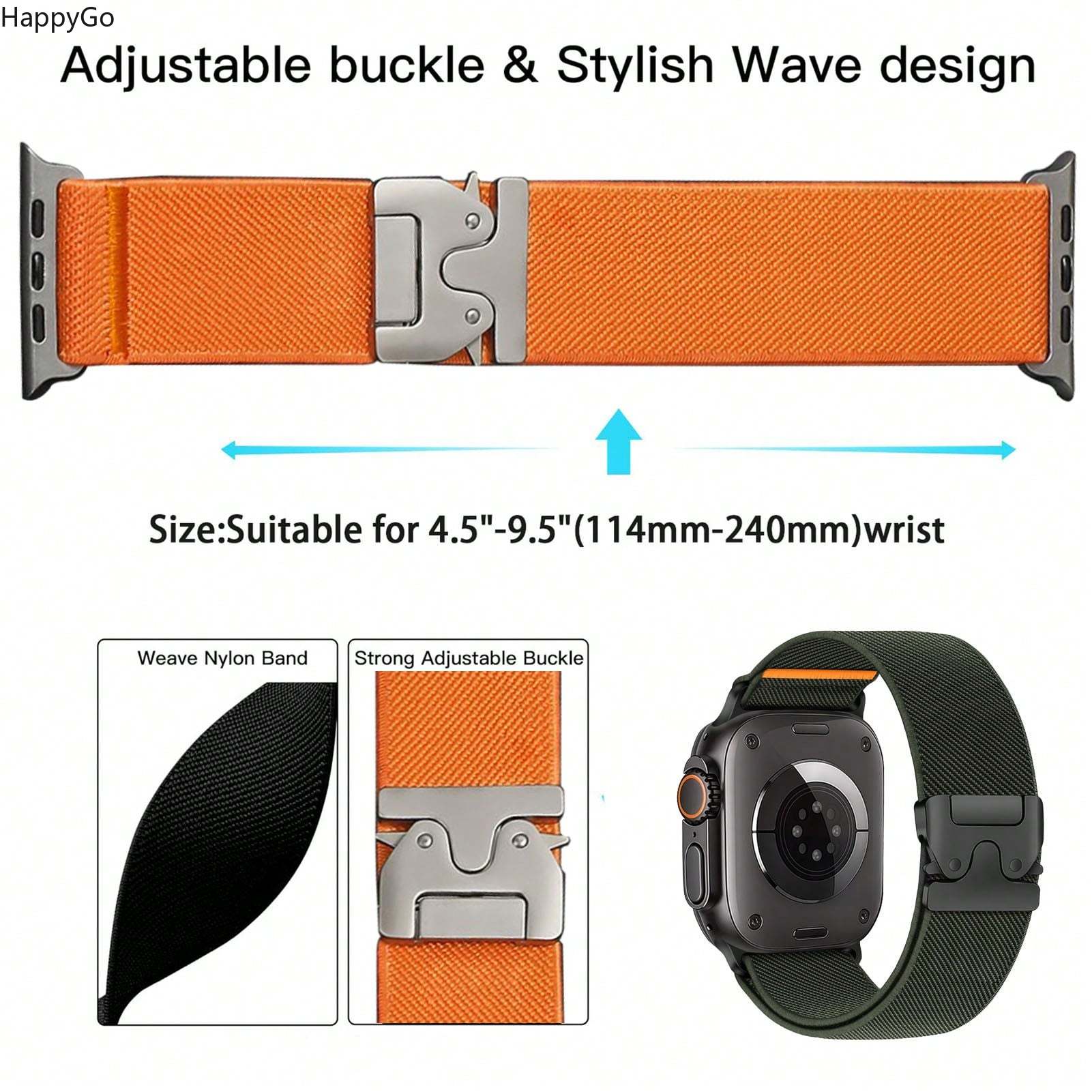Wide Stretchy Nylon Wrist Stra - Parachute Strap Elastic reseña y precio