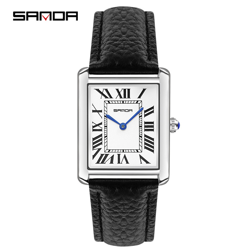 Sanda Rectangular Wrist Watche - Leather Watch Band Men reseña y precio