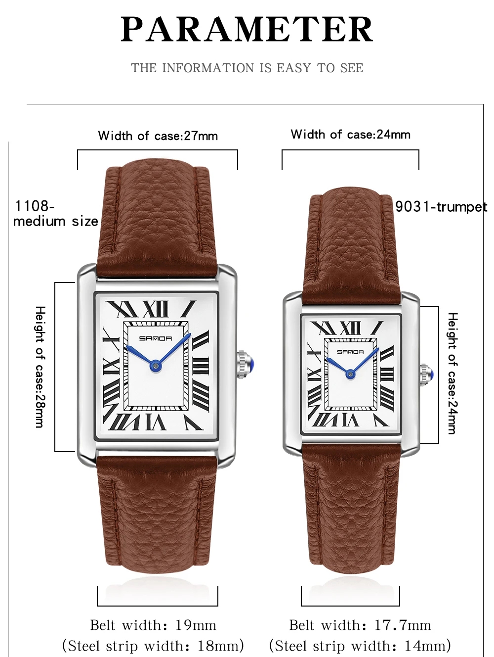 Sanda Rectangular Wrist Watche - Leather Watch Band Men reseña y precio