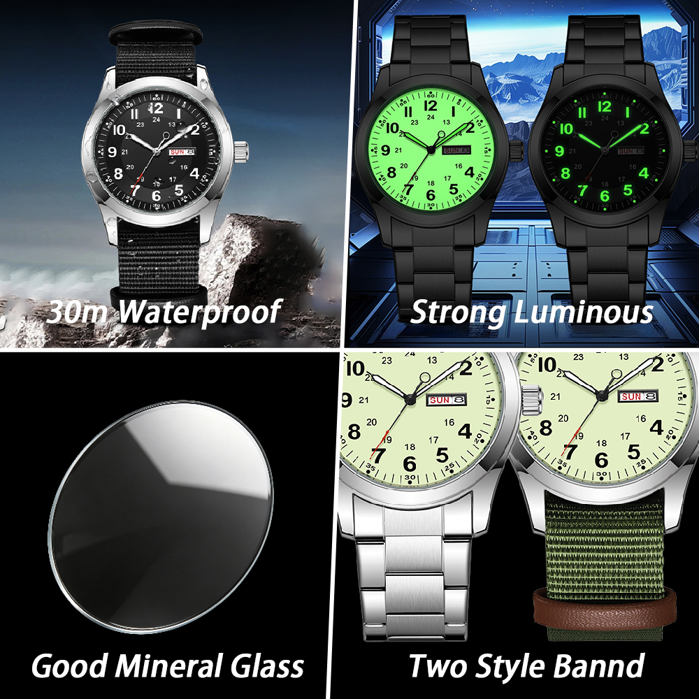 2026 Men's 42mm Watch Glow in  - Canvas Strap Watch reseña y precio
