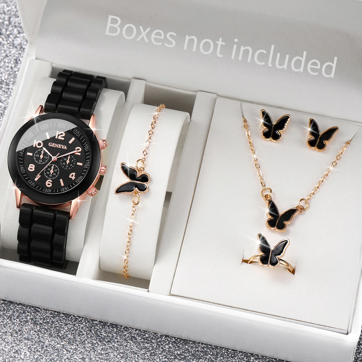 5/6PCS Fashion Women Watches C - Silicone Band Women reseña y precio